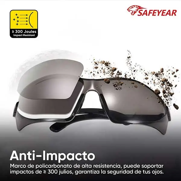 lente de seguridad negro sg003 con protección anti impacto