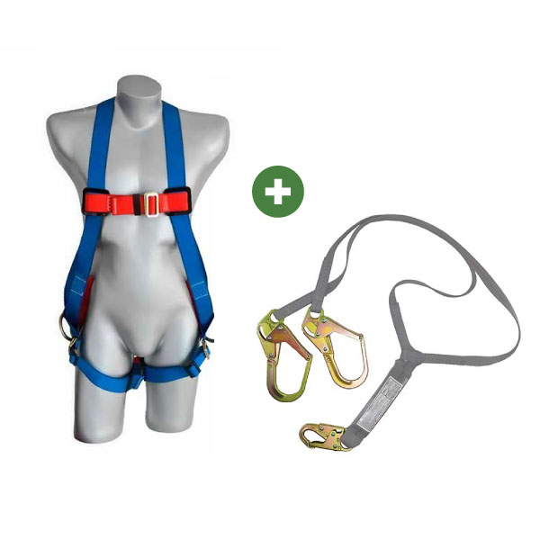 pack-arnes-3m-3-argollas-linea-de-vida-doble pack de arnes 3m de 3 argollas y linea de vida doble